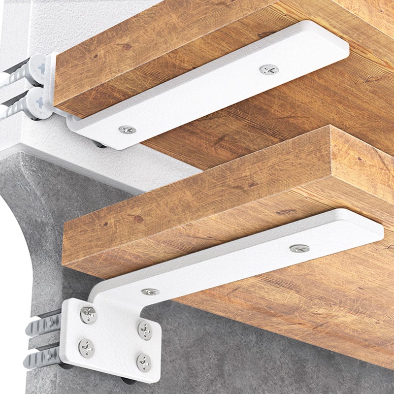 Goovilla Shelf Bracket  Heavy Duty Floating Shelf Brackets 4 inch Long  6 Pack Brackets for Shelves  White Coated Metal Wall Shelf Support Brackets with 1/5 Inch Thick and 160 lb. Load Capacity - Image 1